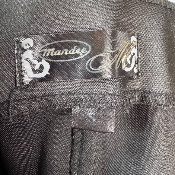 MANDEES Y2K SMALL BLACK & WHITE EMBELLISHED SHEER SATIN CORSET TOP DARK FEMININE - Picture 7 of 8